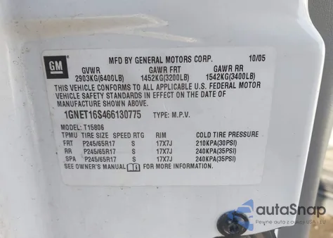 2006 Chevrolet Trailblazer Ext Ls from USA, damaged, VIN 1GNET16S466130775